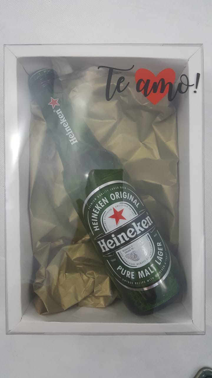Caixa Para Uma Garrafa Long Neck Adesivada Eu te amo